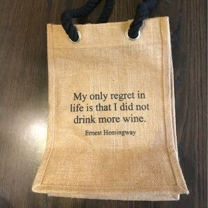Ernest Hemingway Burlap Wine Gift Bag - Natural